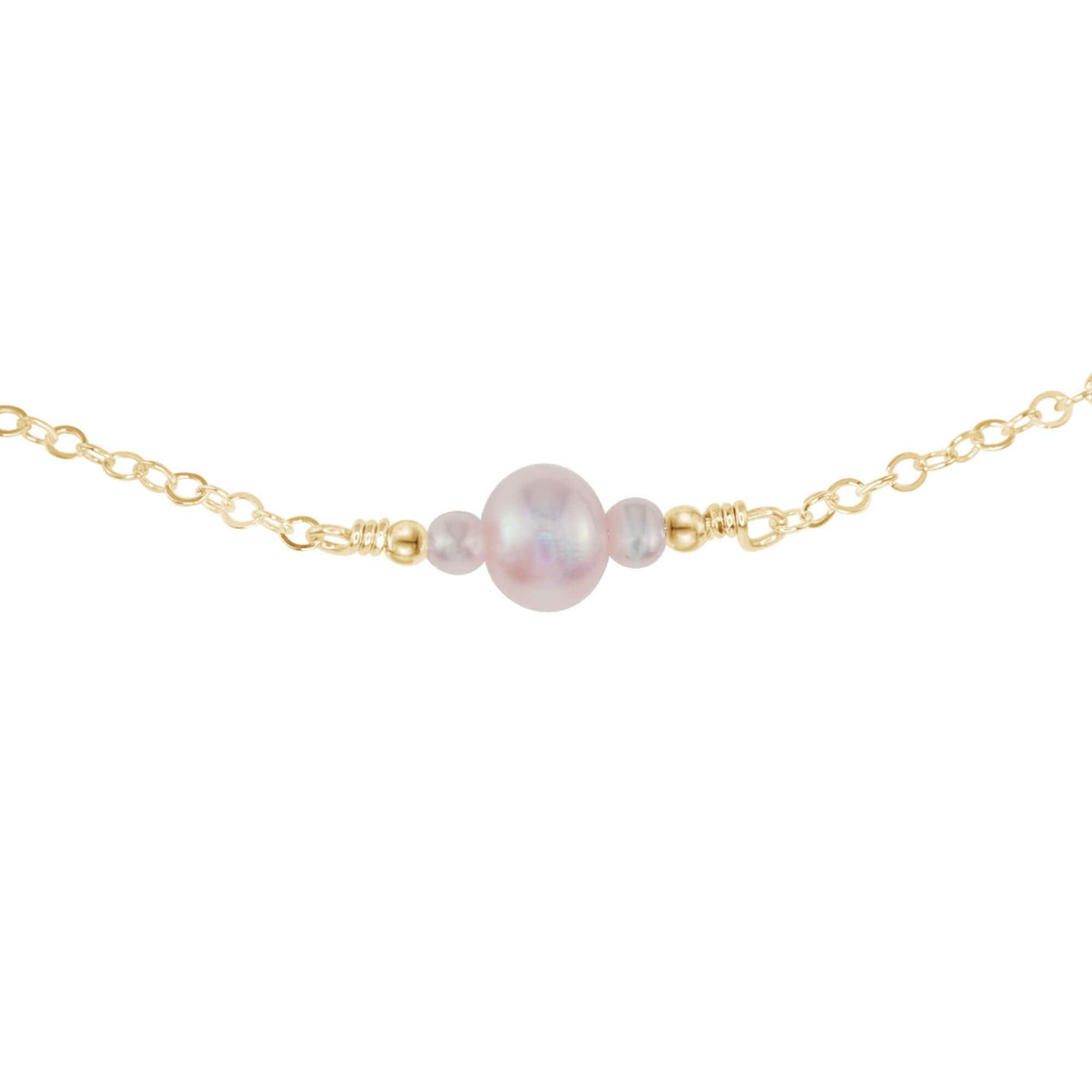 Dainty White Freshwater Pearl Gemstone Choker Necklace - Dainty White Freshwater Pearl Gemstone Choker Necklace - 14k Gold Fill - Luna Tide Handmade Crystal Jewellery