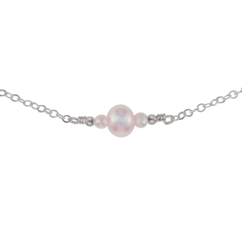 Dainty White Freshwater Pearl Gemstone Choker Necklace - Dainty White Freshwater Pearl Gemstone Choker Necklace - Stainless Steel - Luna Tide Handmade Crystal Jewellery