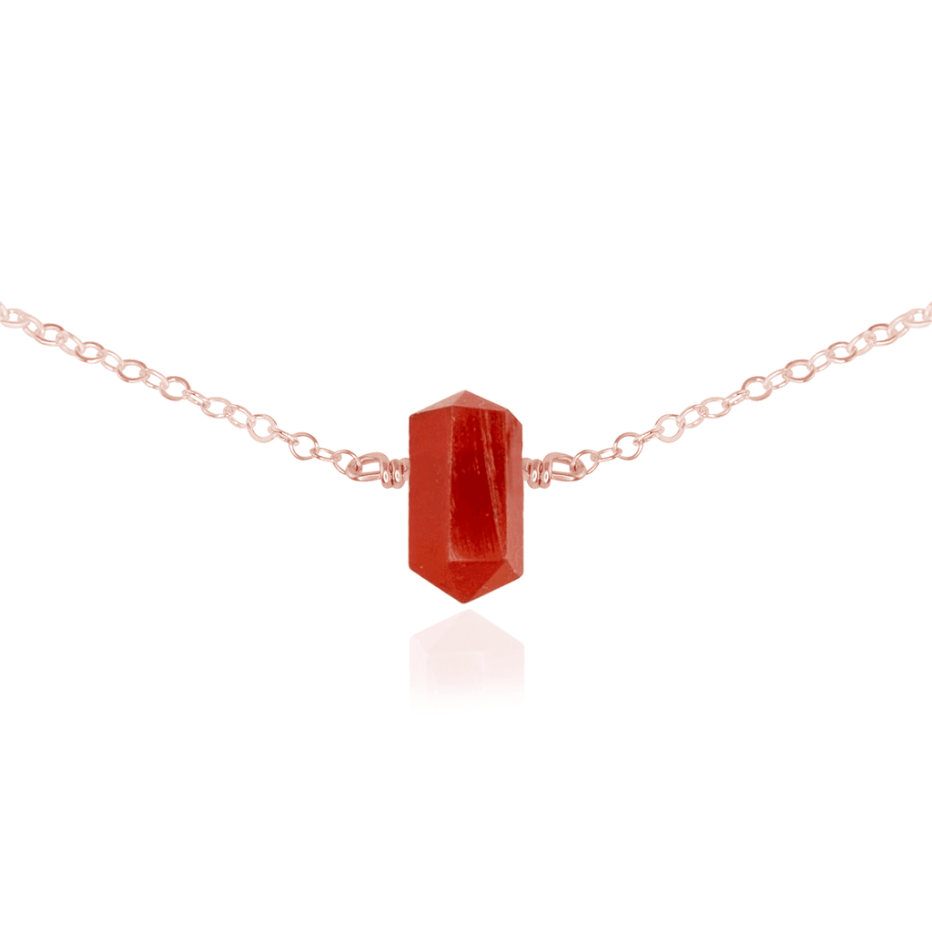 Double Terminated Carnelian Mini Crystal Point Choker Necklace - Double Terminated Carnelian Mini Crystal Point Choker Necklace - 14k Rose Gold Fill - Luna Tide Handmade Crystal Jewellery