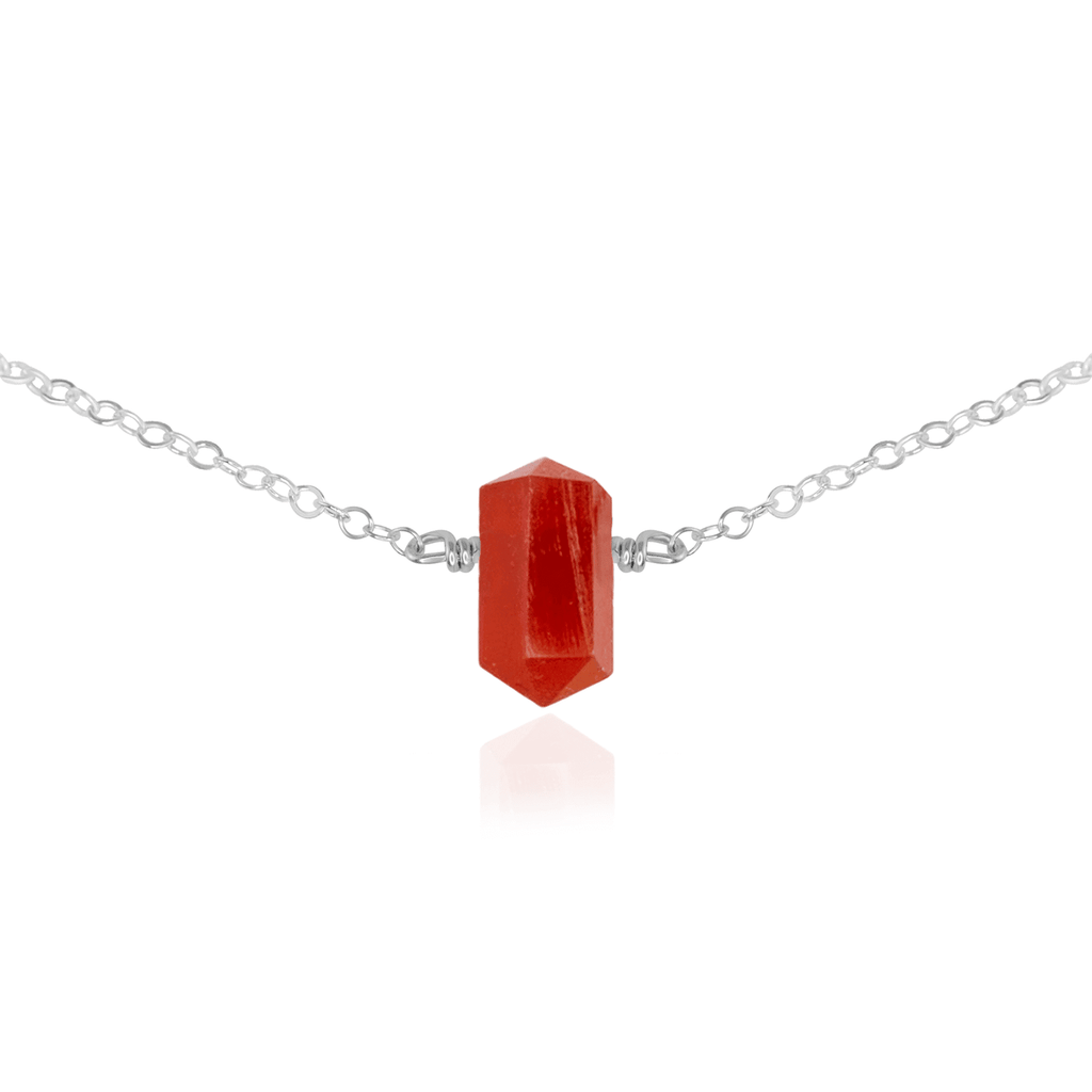 Double Terminated Carnelian Mini Crystal Point Choker Necklace - Double Terminated Carnelian Mini Crystal Point Choker Necklace - Sterling Silver - Luna Tide Handmade Crystal Jewellery