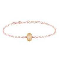 Double Terminated Crystal Bracelet - Citrine - 14K Rose Gold Fill - Luna Tide Handmade Jewellery