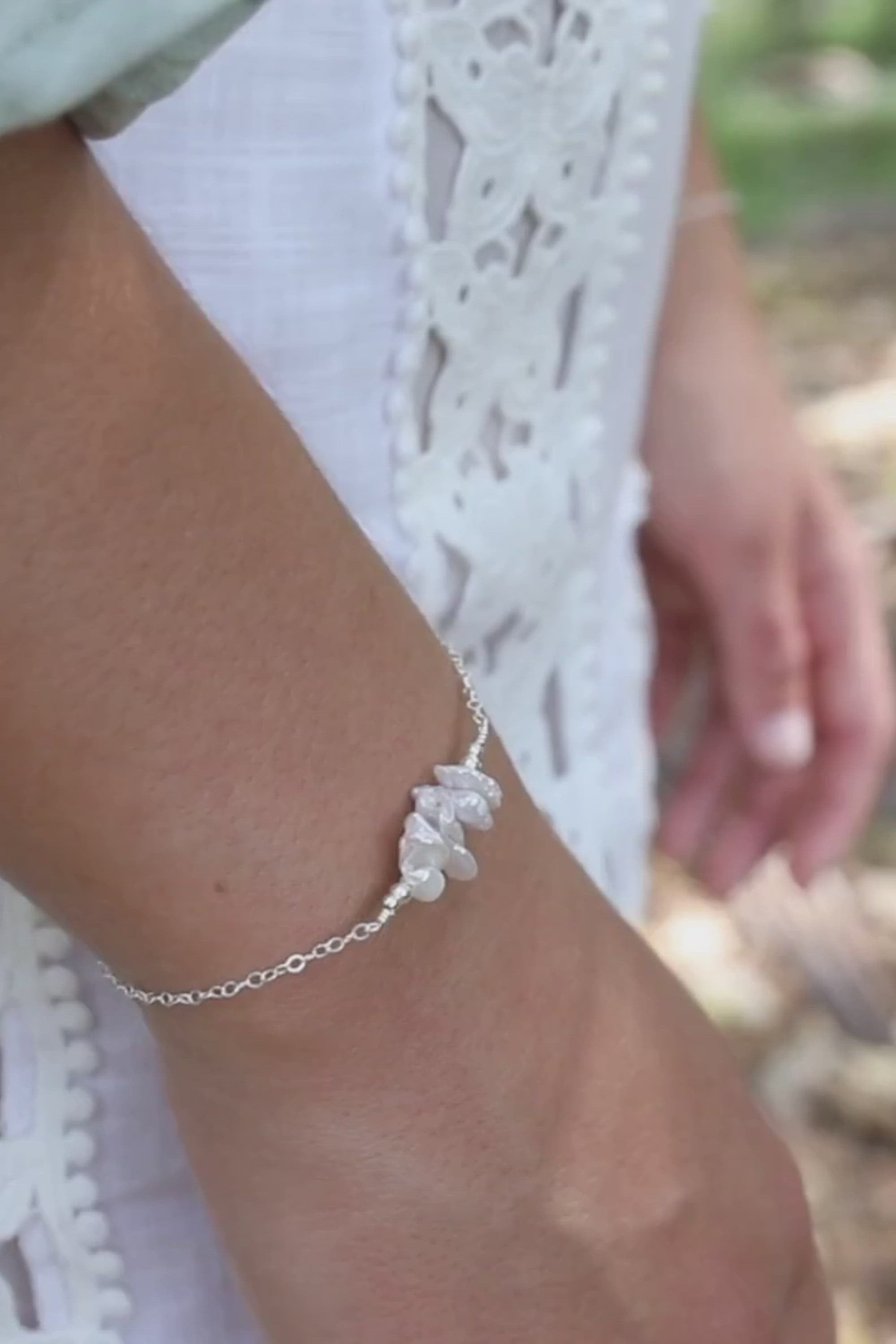 White Freshwater Pearl Chip Bead Bar Bracelet