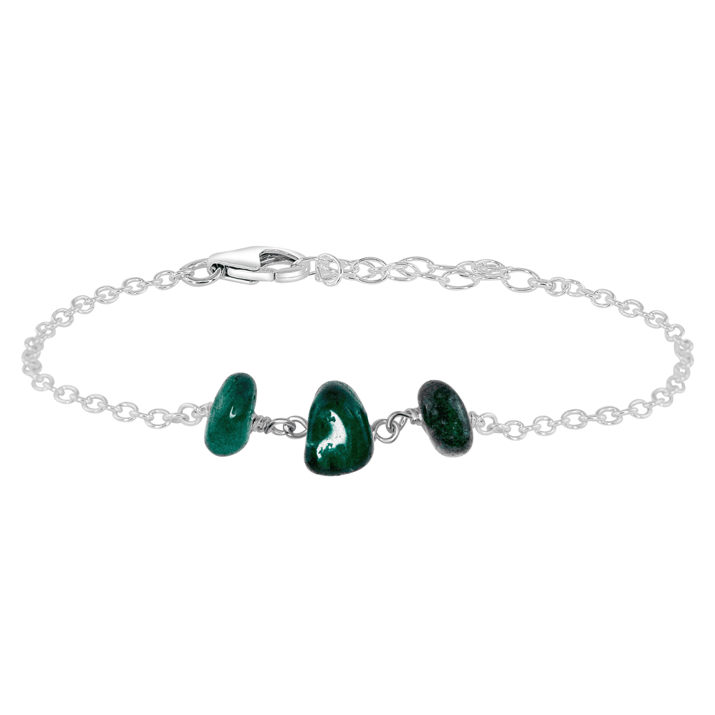 Emerald Beaded Chain Bracelet - Emerald Beaded Chain Bracelet - Sterling Silver - Luna Tide Handmade Crystal Jewellery