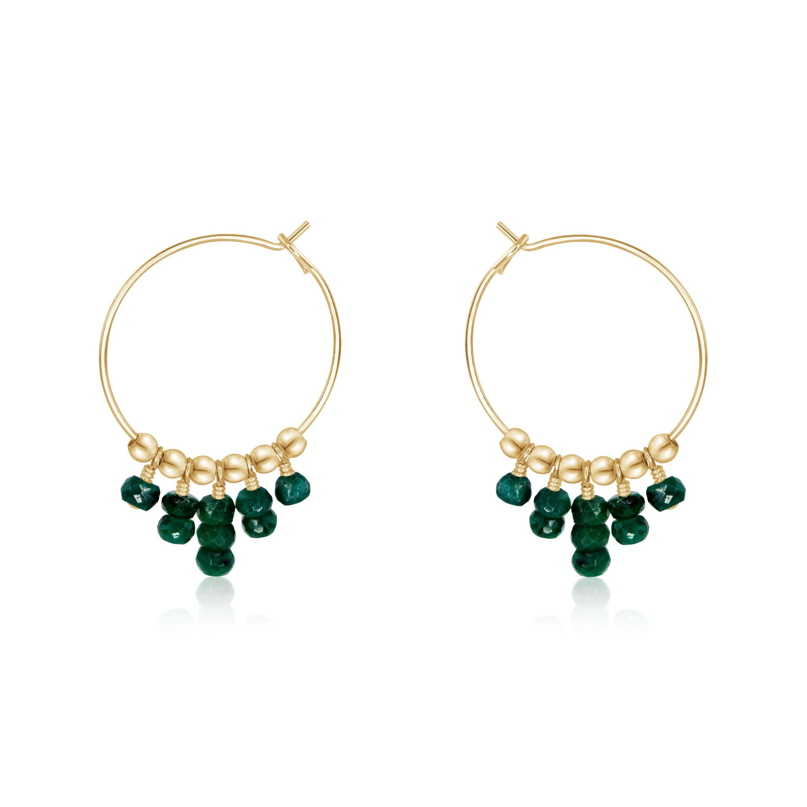 Emerald Statement Hoop Earrings - Emerald Statement Hoop Earrings - 14k Gold Fill - Luna Tide Handmade Crystal Jewellery