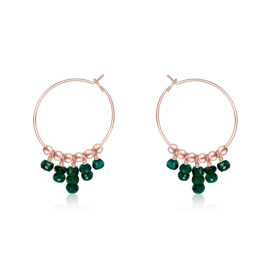 Emerald Statement Hoop Earrings - Emerald Statement Hoop Earrings - 14k Rose Gold Fill - Luna Tide Handmade Crystal Jewellery
