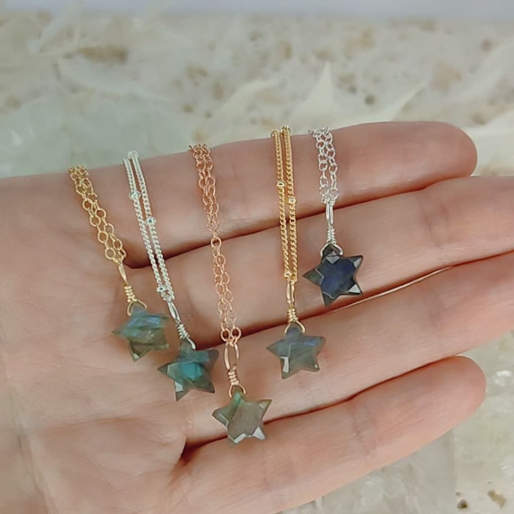 Little Labradorite Crystal Star Pendant Necklace