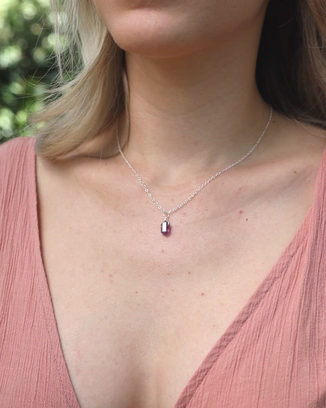 Custom Mini Double Terminated Crystal Point Pendant Necklace