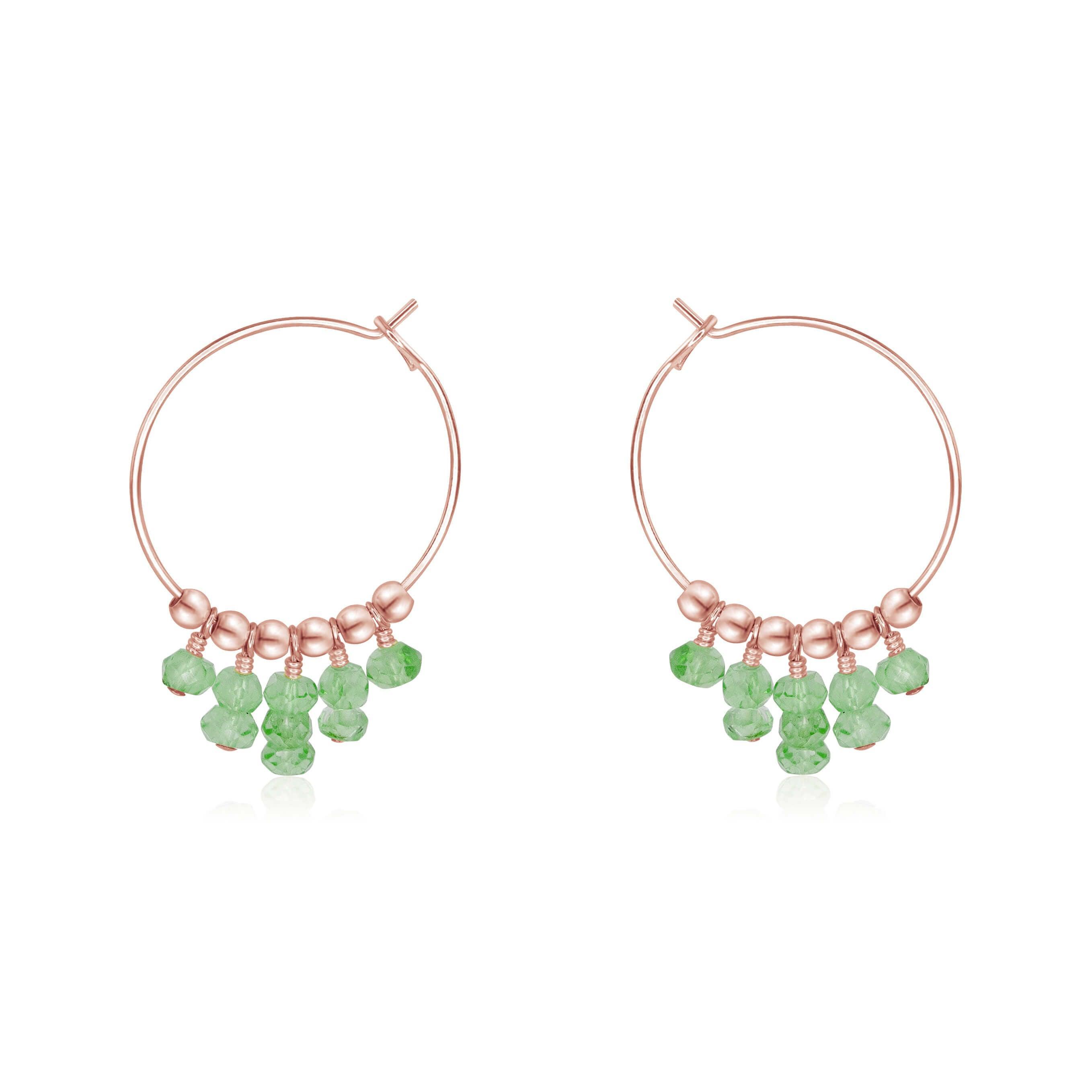 Green Aventurine Statement Hoop Earrings - Green Aventurine Statement Hoop Earrings - 14k Rose Gold Fill - Luna Tide Handmade Crystal Jewellery