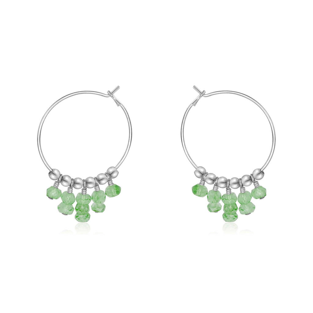 Green Aventurine Statement Hoop Earrings - Green Aventurine Statement Hoop Earrings - Sterling Silver - Luna Tide Handmade Crystal Jewellery