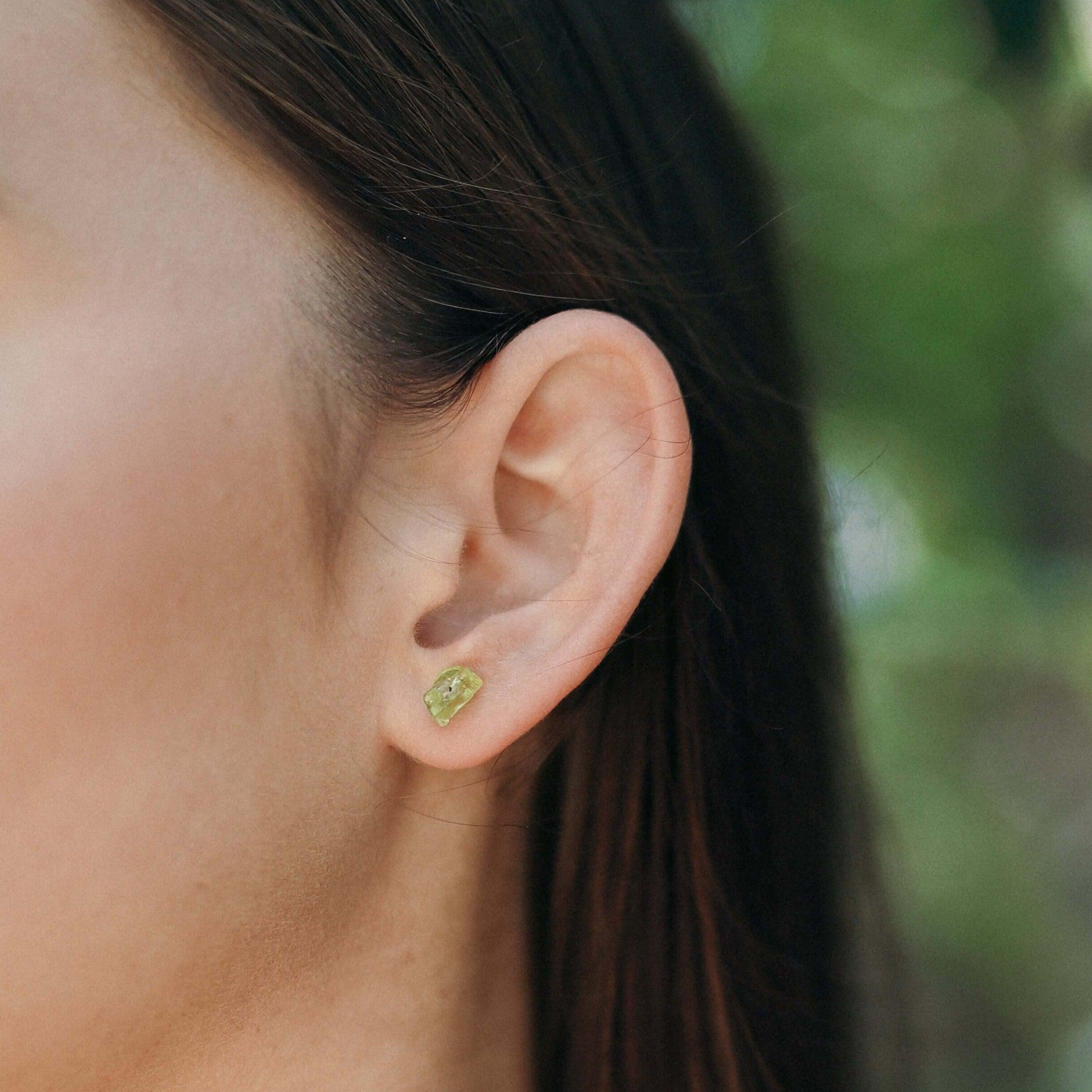 Custom Raw Crystal Gemstone Stud Earrings - Custom Raw Crystal Gemstone Stud Earrings - Sterling Silver / Amethyst for February - Luna Tide Handmade Crystal Jewellery