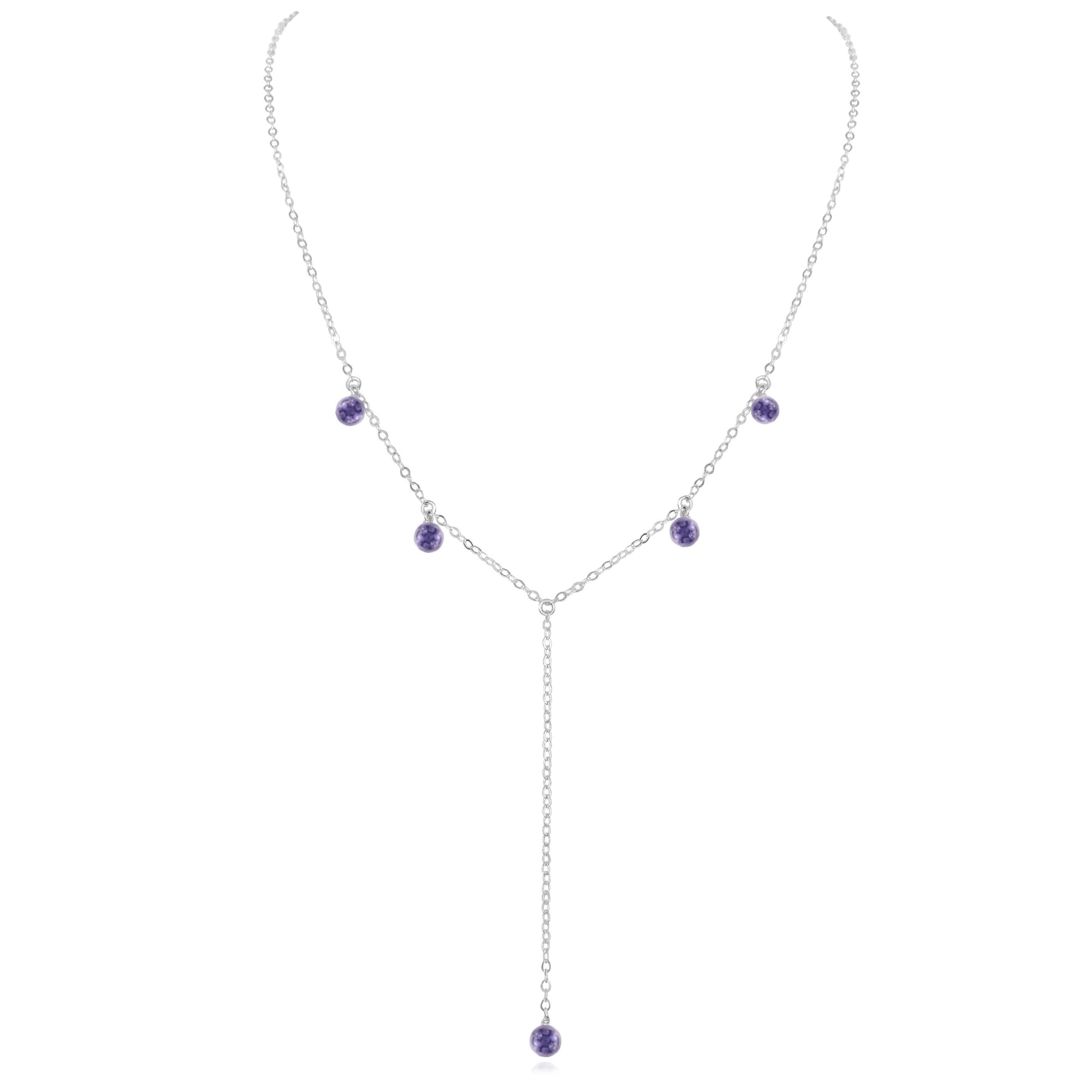 Iolite Boho Lariat Necklace - Iolite Boho Lariat Necklace - Sterling Silver - Luna Tide Handmade Crystal Jewellery