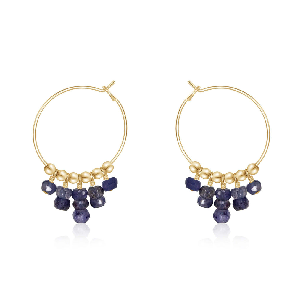 Iolite Statement Hoop Earrings - Iolite Statement Hoop Earrings - 14k Gold Fill - Luna Tide Handmade Crystal Jewellery