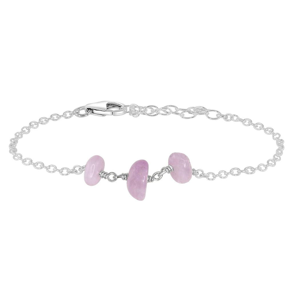 Kunzite Beaded Chain Bracelet - Kunzite Beaded Chain Bracelet - Sterling Silver - Luna Tide Handmade Crystal Jewellery