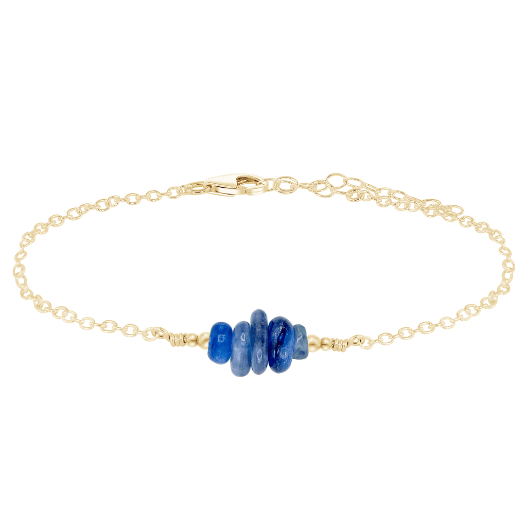 Kyanite Chip Bead Bar Anklet - Kyanite Chip Bead Bar Anklet - 14k Gold Fill - Luna Tide Handmade Crystal Jewellery