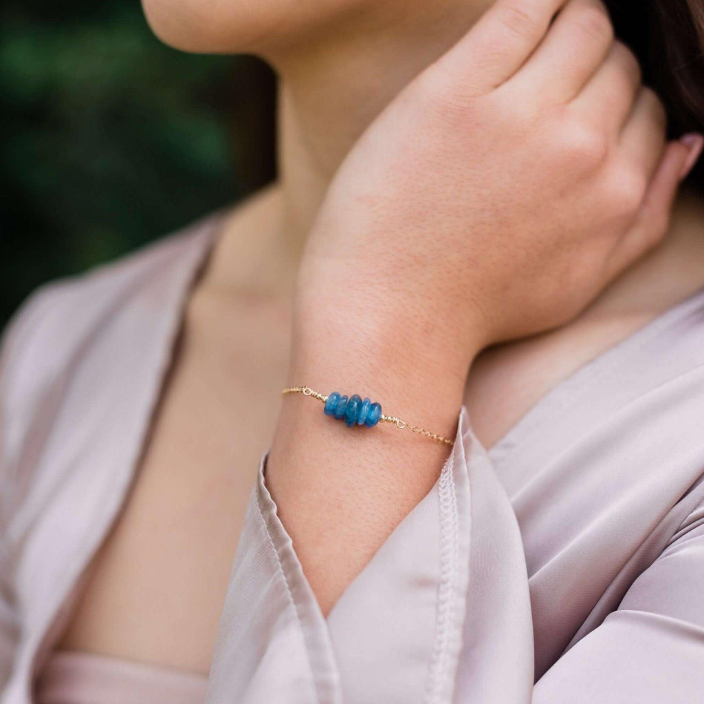 Kyanite Chip Bead Bar Bracelet - Kyanite Chip Bead Bar Bracelet - 14k Gold Fill - Luna Tide Handmade Crystal Jewellery