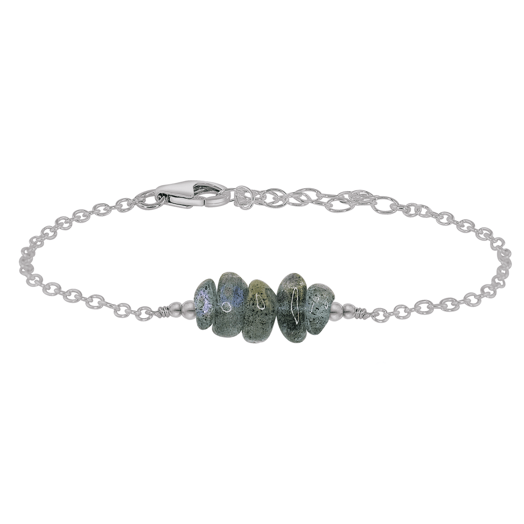 Labradorite Chip Bead Bar Bracelet - Labradorite Chip Bead Bar Bracelet - Stainless Steel - Luna Tide Handmade Crystal Jewellery