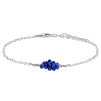 Chip Bead Bar Anklet - Lapis Lazuli - Stainless Steel - Luna Tide Handmade Jewellery