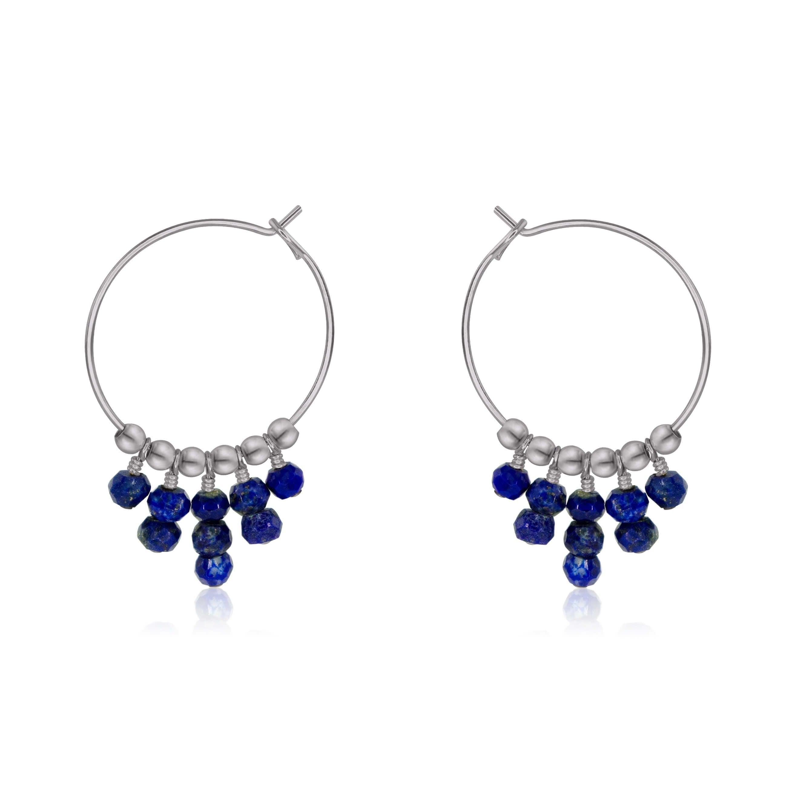 Lapis Lazuli Statement Hoop Earrings - Lapis Lazuli Statement Hoop Earrings - Stainless Steel - Luna Tide Handmade Crystal Jewellery