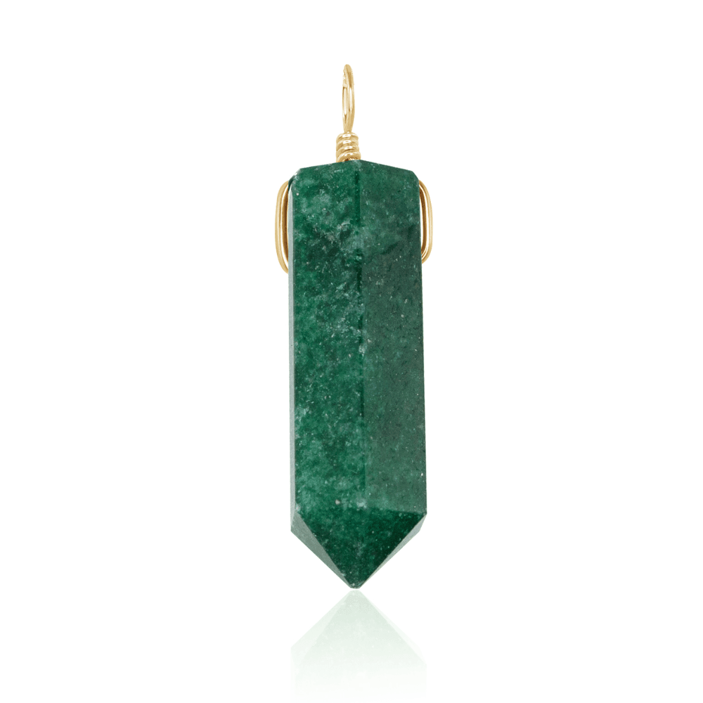 Large Aventurine Crystal Tower Point Generator Pendant - Large Aventurine Crystal Tower Point Generator Pendant - 14k Gold Fill - Luna Tide Handmade Crystal Jewellery