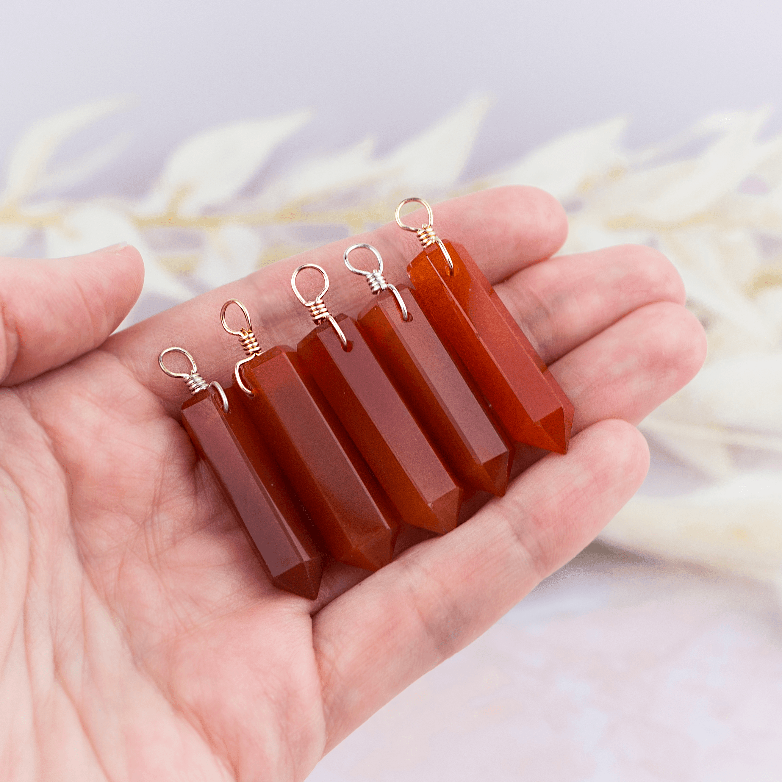 Large Carnelian Crystal Tower Point Generator Pendant - Large Carnelian Crystal Tower Point Generator Pendant - 14k Gold Fill - Luna Tide Handmade Crystal Jewellery