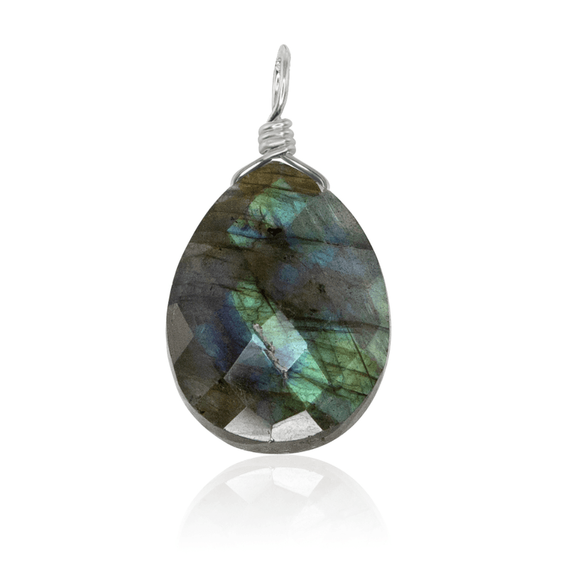 Large Labradorite Faceted Pear Crystal Pendant - Large Labradorite Faceted Pear Crystal Pendant - Sterling Silver - Luna Tide Handmade Crystal Jewellery