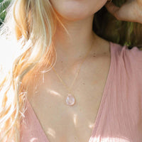 Large Rose Quartz Faceted Teardrop Crystal Pendant Necklace - Large Rose Quartz Faceted Teardrop Crystal Pendant Necklace - Sterling Silver / Cable - Luna Tide Handmade Crystal Jewellery