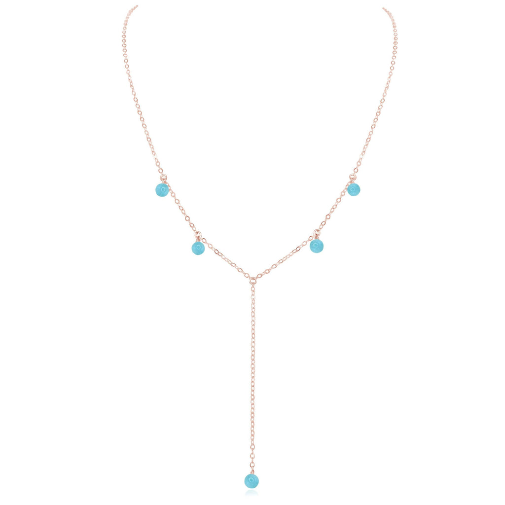 Larimar Boho Lariat Necklace - Larimar Boho Lariat Necklace - 14k Rose Gold Fill - Luna Tide Handmade Crystal Jewellery