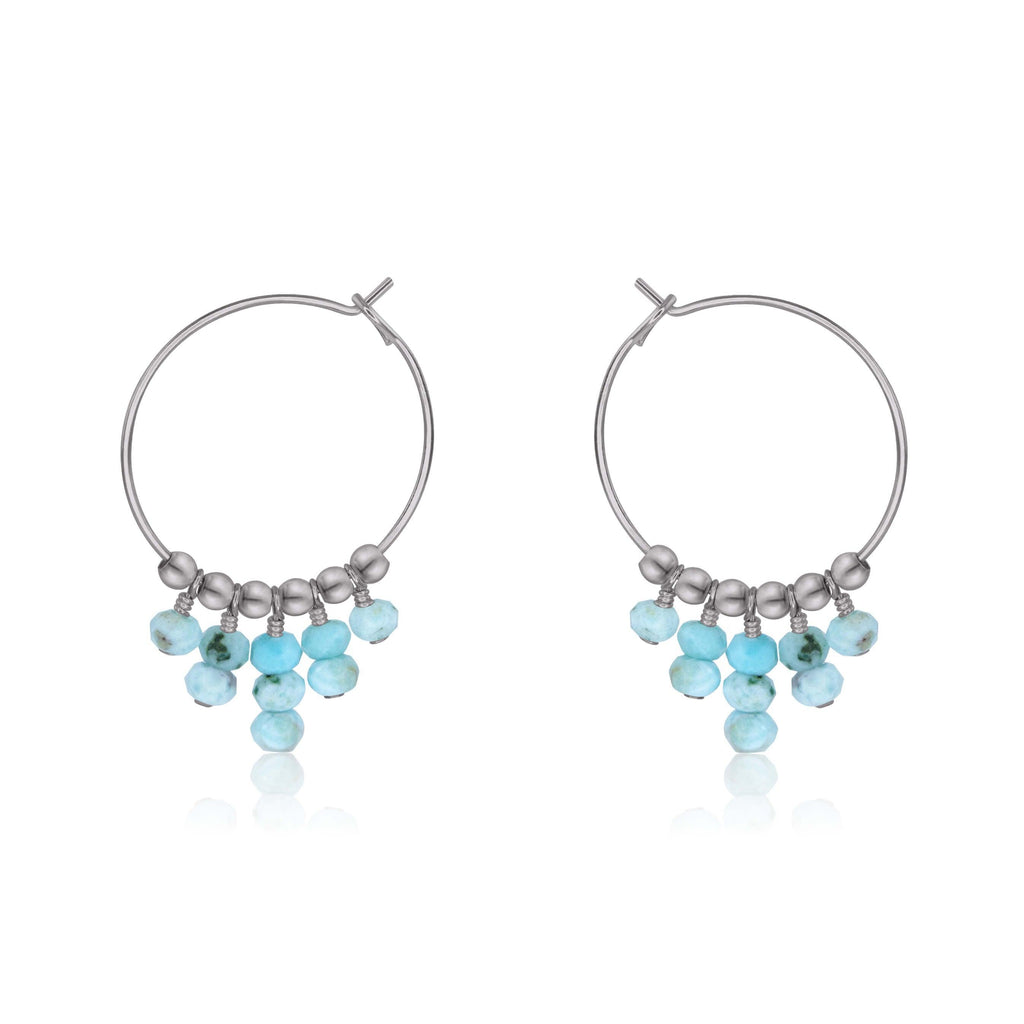 Larimar Statement Hoop Earrings - Larimar Statement Hoop Earrings - Stainless Steel - Luna Tide Handmade Crystal Jewellery