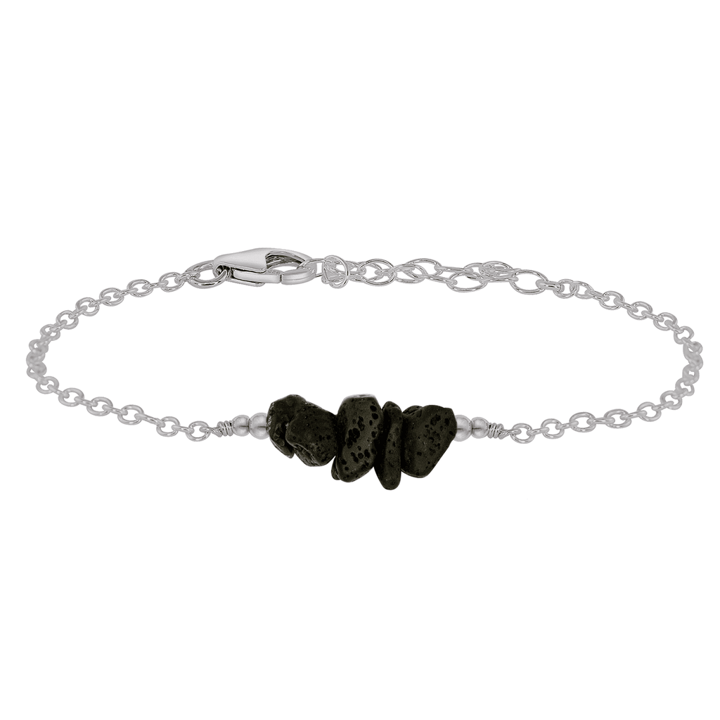 Lava Chip Bead Bar Bracelet - Lava Chip Bead Bar Bracelet - Stainless Steel - Luna Tide Handmade Crystal Jewellery