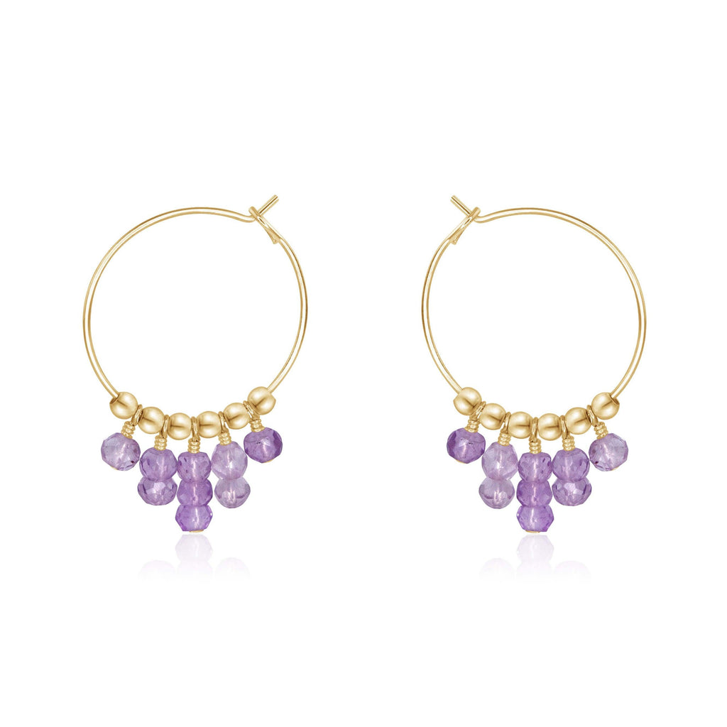 Lavender Amethyst Statement Hoop Earrings - Lavender Amethyst Statement Hoop Earrings - 14k Gold Fill - Luna Tide Handmade Crystal Jewellery