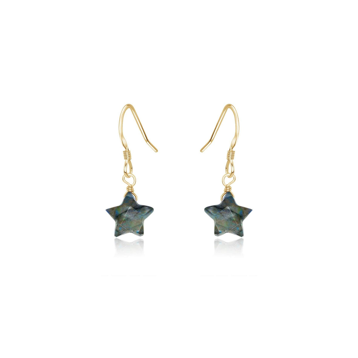 Little Labradorite Star Dangle Drop Earrings - Little Labradorite Star Dangle Drop Earrings - 14k Gold Fill - Luna Tide Handmade Crystal Jewellery