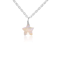 Little Rainbow Moonstone Star Pendant Necklace - Little Rainbow Moonstone Star Pendant Necklace - Sterling Silver / Cable - Luna Tide Handmade Crystal Jewellery