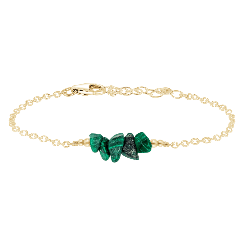 Malachite Chip Bead Bar Bracelet - Malachite Chip Bead Bar Bracelet - 14k Gold Fill - Luna Tide Handmade Crystal Jewellery
