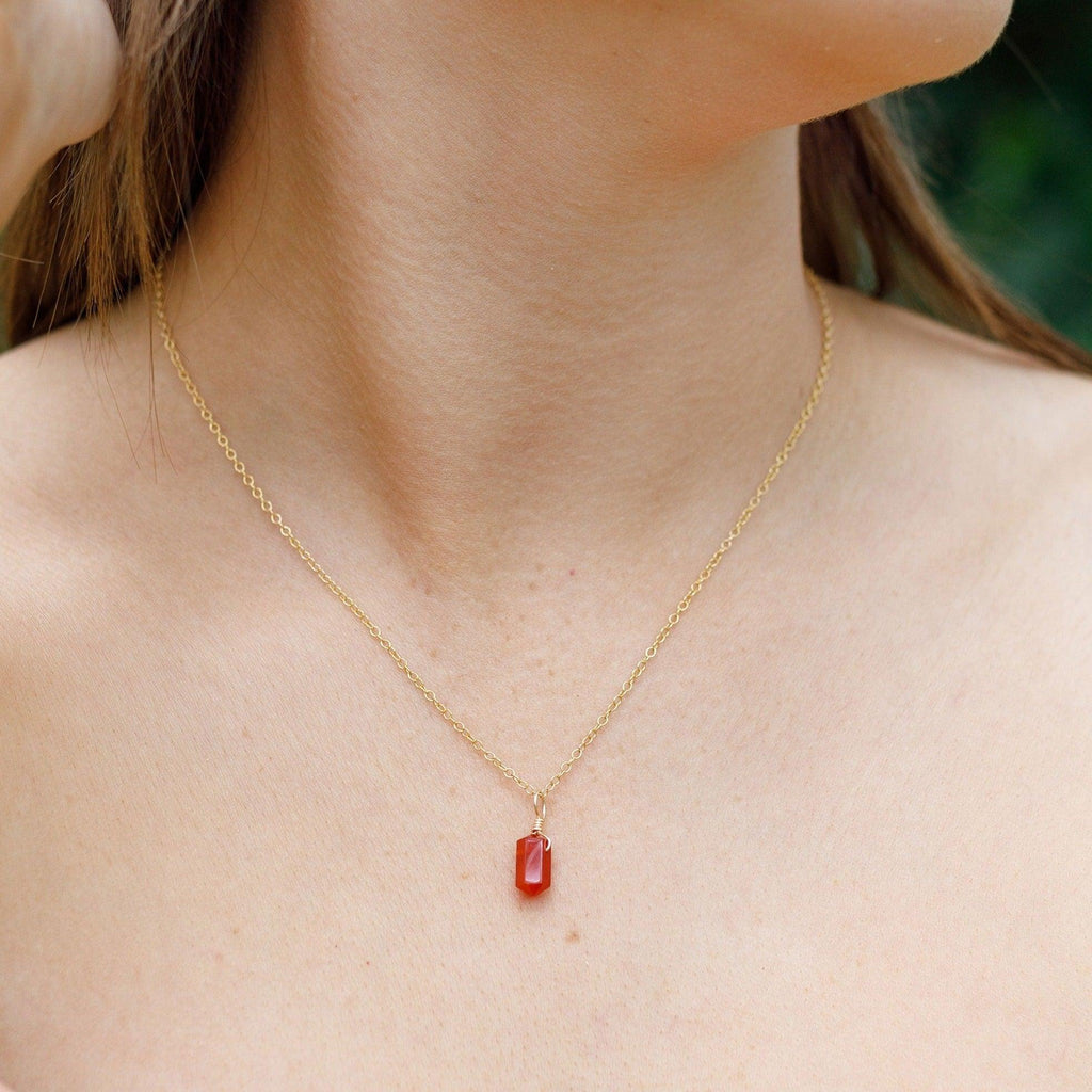 Mini Double Terminated Carnelian Crystal Point Pendant Necklace - Mini Double Terminated Carnelian Crystal Point Pendant Necklace - Sterling Silver / Satellite - Luna Tide Handmade Crystal Jewellery