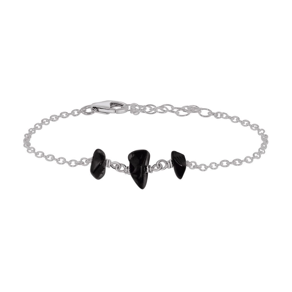 Obsidian Beaded Chain Bracelet - Obsidian Beaded Chain Bracelet - Stainless Steel - Luna Tide Handmade Crystal Jewellery