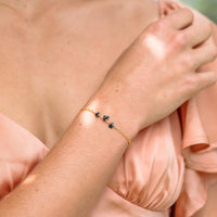 Beaded Chain Bracelet - Obsidian - 14K Gold Fill - Luna Tide Handmade Jewellery