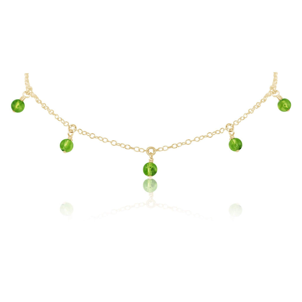 Peridot Bead Drop Choker - Peridot Bead Drop Choker - 14k Gold Fill - Luna Tide Handmade Crystal Jewellery