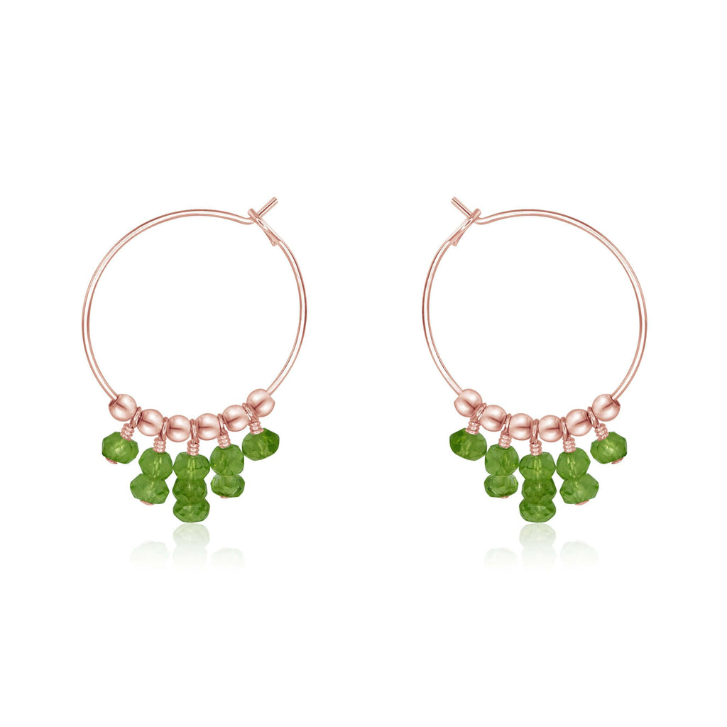 Peridot Statement Hoop Earrings - Peridot Statement Hoop Earrings - 14k Rose Gold Fill - Luna Tide Handmade Crystal Jewellery