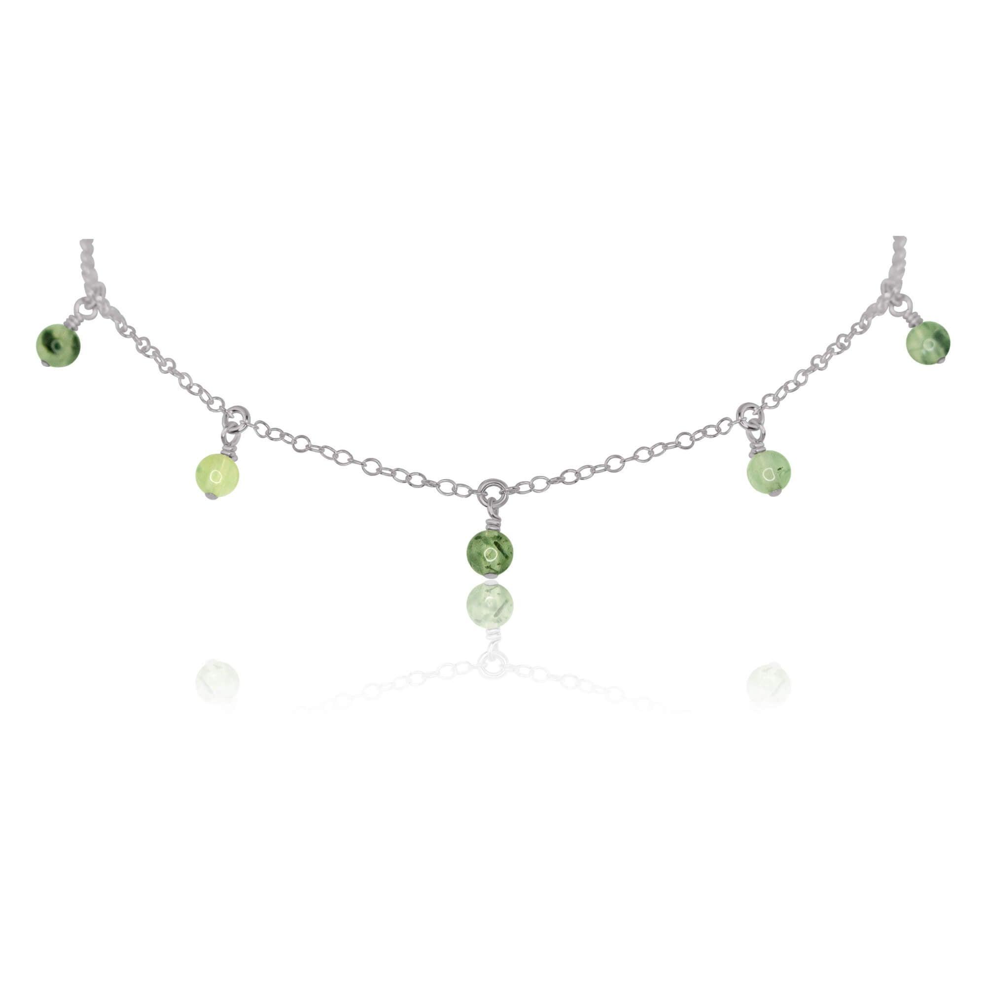 Prehnite Bead Drop Choker - Prehnite Bead Drop Choker - Stainless Steel - Luna Tide Handmade Crystal Jewellery