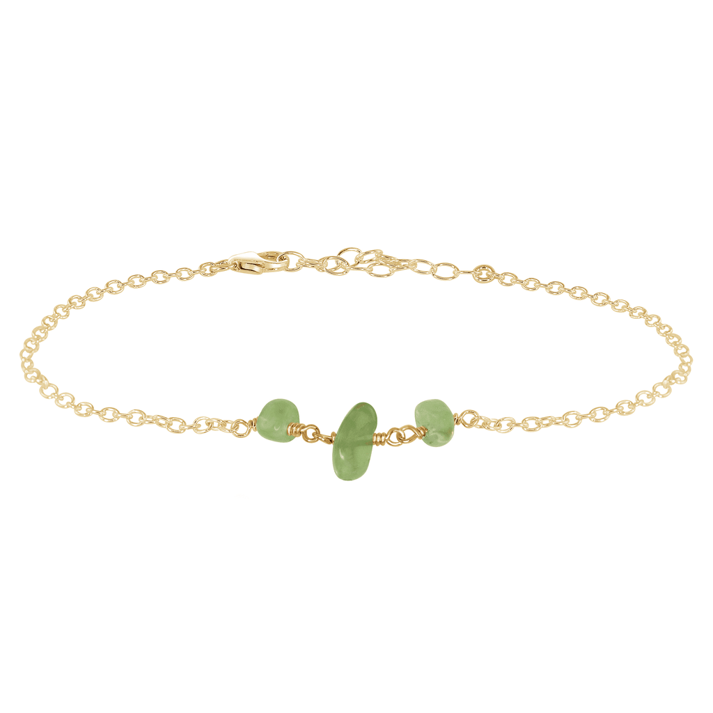 Prehnite Beaded Chain Anklet - Prehnite Beaded Chain Anklet - 14k Gold Fill - Luna Tide Handmade Crystal Jewellery