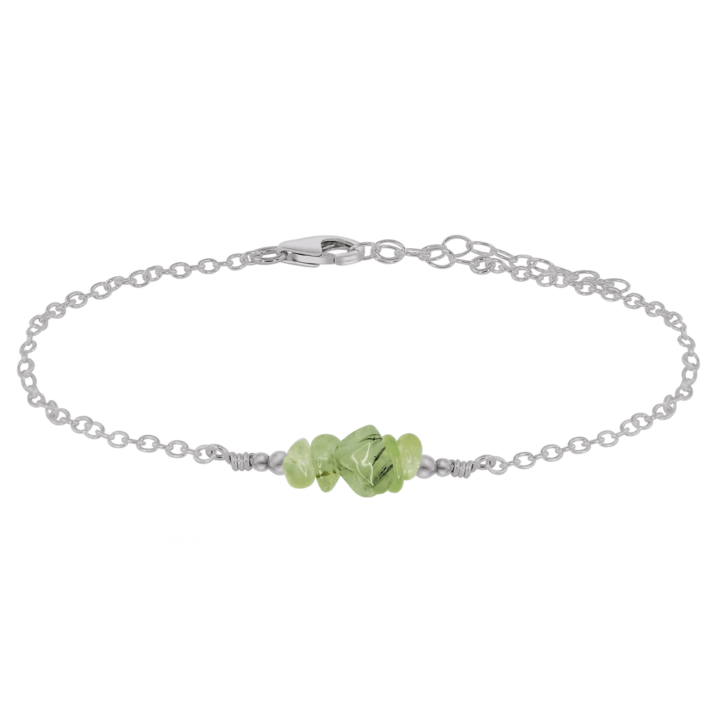 Prehnite Chip Bead Bar Anklet - Prehnite Chip Bead Bar Anklet - Stainless Steel - Luna Tide Handmade Crystal Jewellery