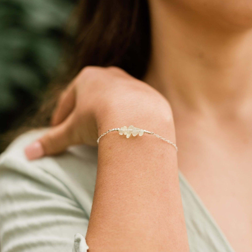 Prehnite Chip Bead Bar Bracelet - Prehnite Chip Bead Bar Bracelet - 14k Gold Fill - Luna Tide Handmade Crystal Jewellery