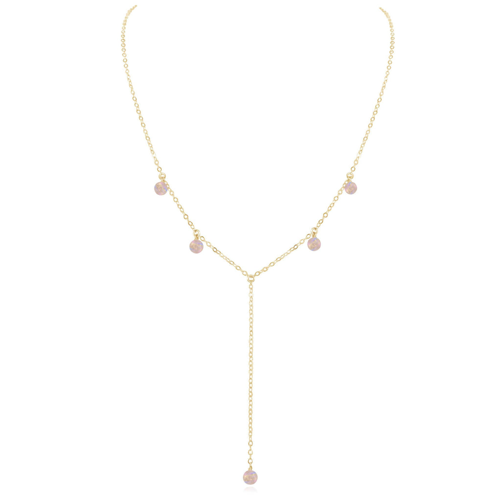 Rainbow Moonstone Boho Lariat Necklace - Rainbow Moonstone Boho Lariat Necklace - 14k Gold Fill - Luna Tide Handmade Crystal Jewellery