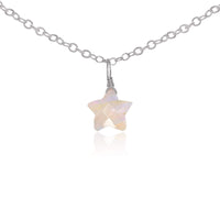 Rainbow Moonstone Tiny Star Pendant Choker Necklace - Rainbow Moonstone Tiny Star Pendant Choker Necklace - Stainless Steel - Luna Tide Handmade Crystal Jewellery