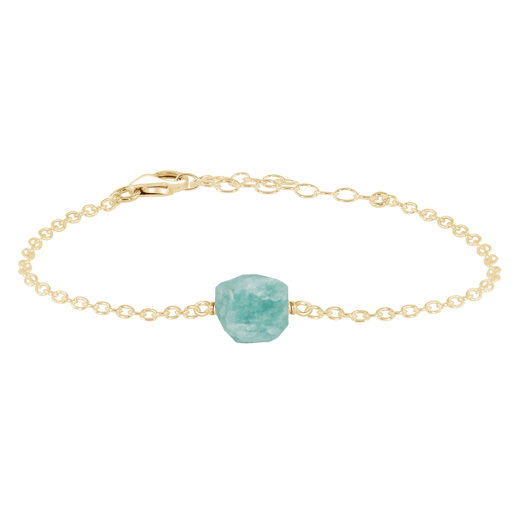 Raw Amazonite Crystal Nugget Bracelet - Raw Amazonite Crystal Nugget Bracelet - 14k Gold Fill - Luna Tide Handmade Crystal Jewellery