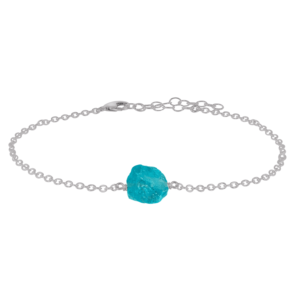 Raw Apatite Crystal Nugget Anklet - Raw Apatite Crystal Nugget Anklet - Stainless Steel - Luna Tide Handmade Crystal Jewellery