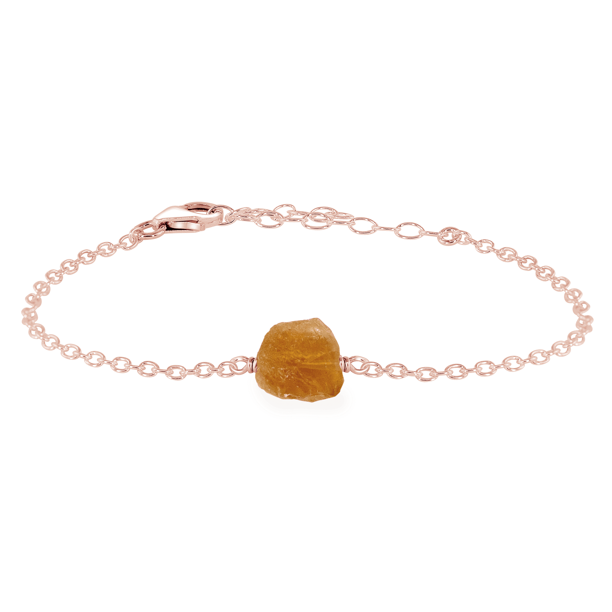 Raw Citrine Crystal Nugget Bracelet - Raw Citrine Crystal Nugget Bracelet - 14k Rose Gold Fill - Luna Tide Handmade Crystal Jewellery