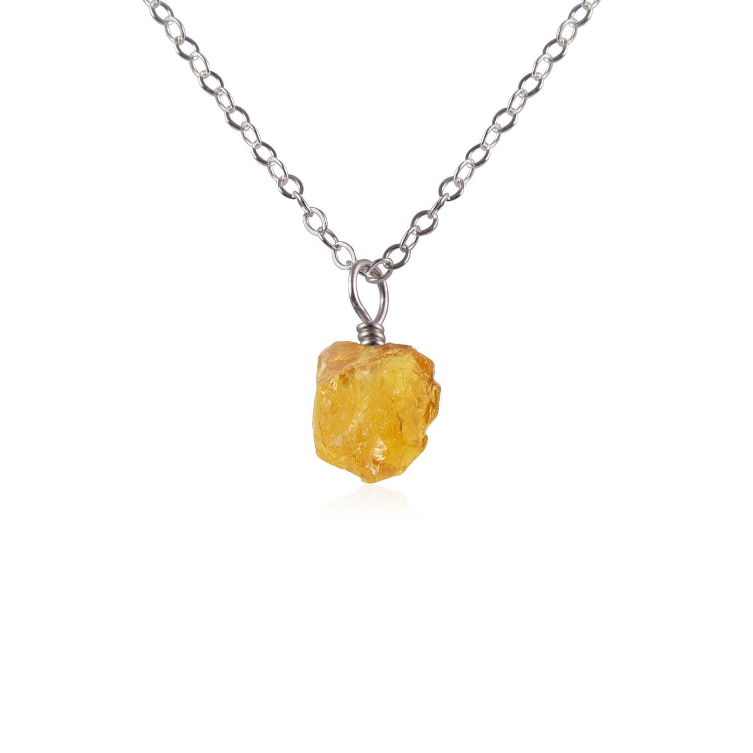 Raw Citrine Natural Crystal Pendant Necklace - Raw Citrine Natural Crystal Pendant Necklace - Stainless Steel / Cable - Luna Tide Handmade Crystal Jewellery