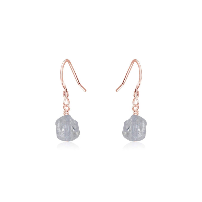 Raw Clear Crystal Quartz Crystal Dangle Drop Earrings - Raw Clear Crystal Quartz Crystal Dangle Drop Earrings - 14k Rose Gold Fill - Luna Tide Handmade Crystal Jewellery