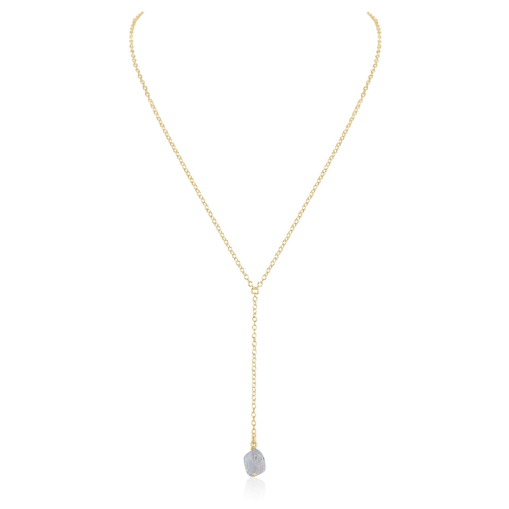 Raw Clear Quartz Crystal Lariat Necklace - Raw Clear Quartz Crystal Lariat Necklace - 14k Gold Fill - Luna Tide Handmade Crystal Jewellery